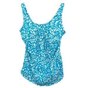 One Piece Swimsuit Size 18 Sea Waves Sarong Blue & White